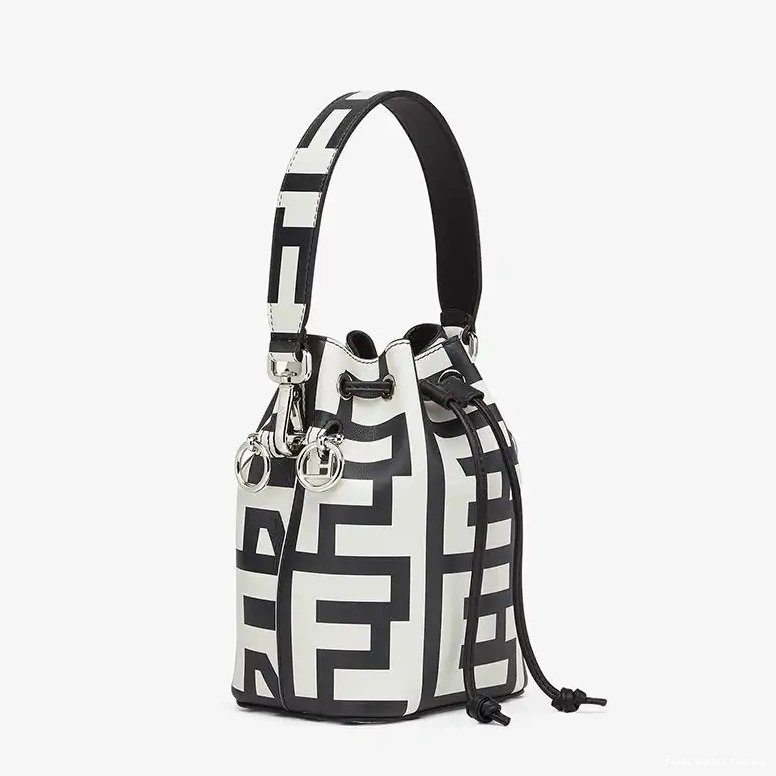 Vintage HOT Bucket Tresor Fendi Capsule White Leather Bag Black Mon In Roma Fendi Mini 0529